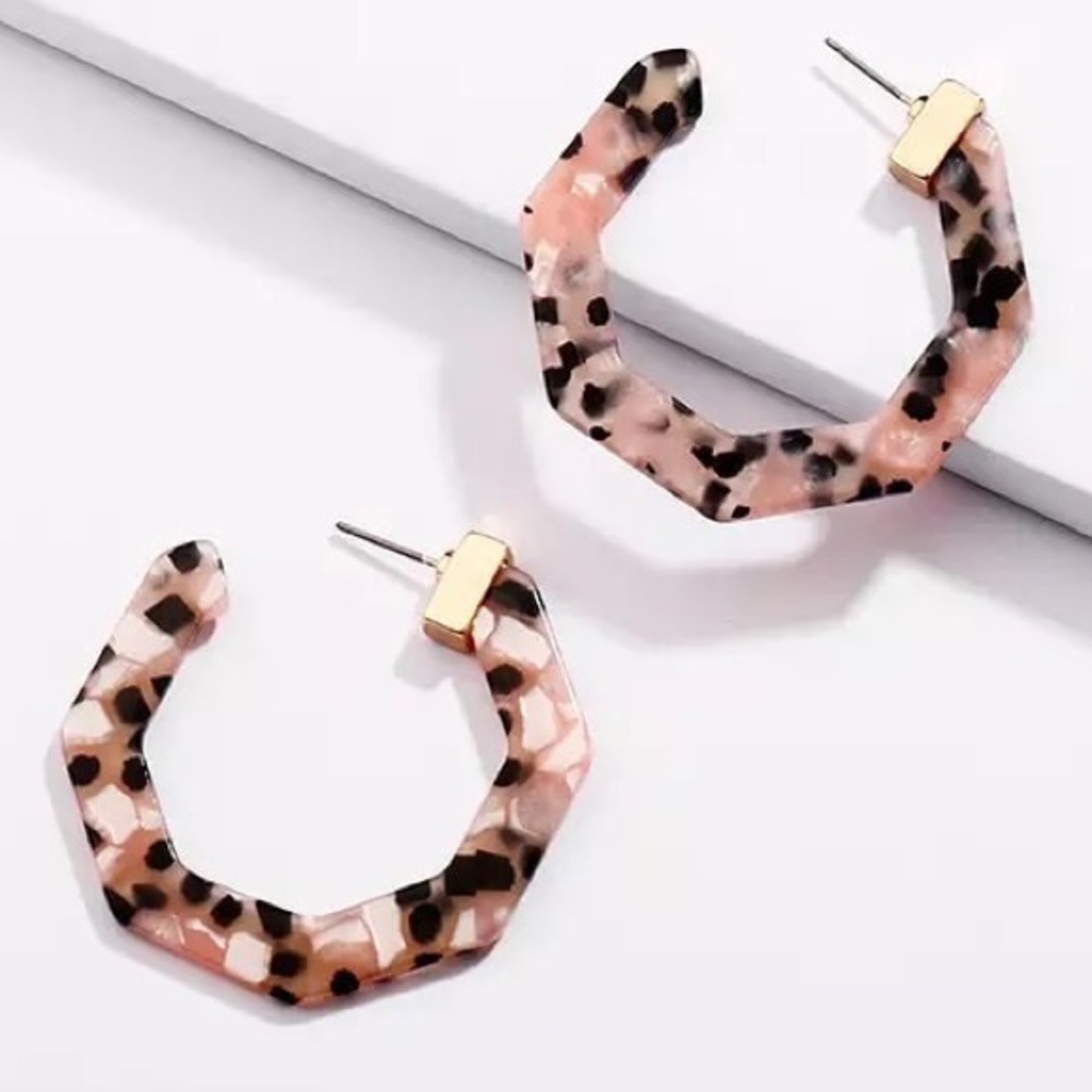 Octagon Dex Resin Hoop Earrings